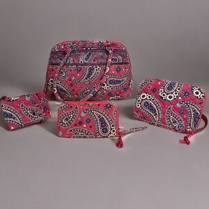 Vera Bradley Bowler, Tech, Double ID & Zip Around Wallets Set in Boysenberry